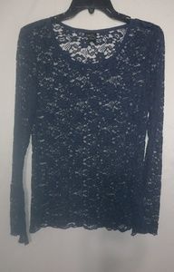 Rue 21 M Darkest Navy Stretch Lace Top